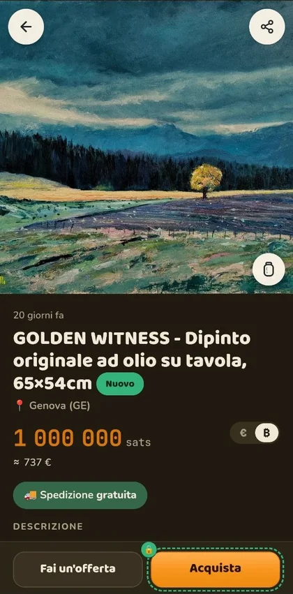 Un quadro in vendita in sats